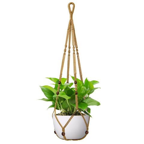 USLAI macrame plant hanger with 35-inch length for versatile indoor outdoor use