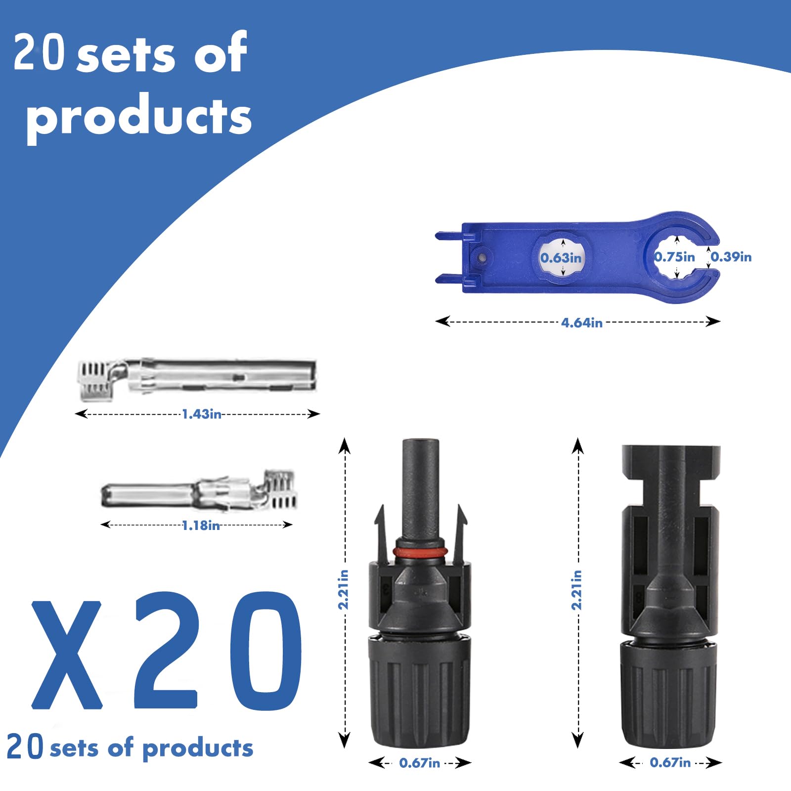Usngsny male and female IP67 connectors ensure waterproof, durable outdoor solar setup.