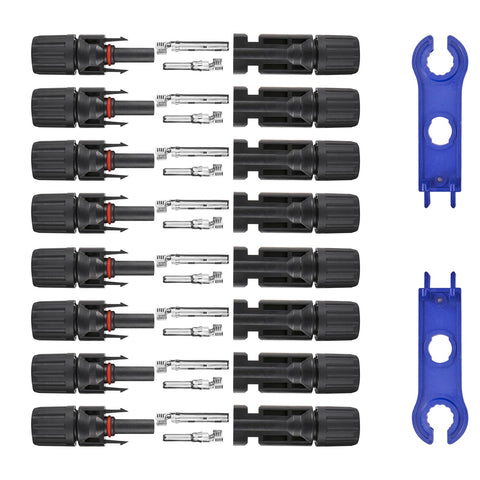 Usngsny solar connectors, male and female pair for quick, secure installations.