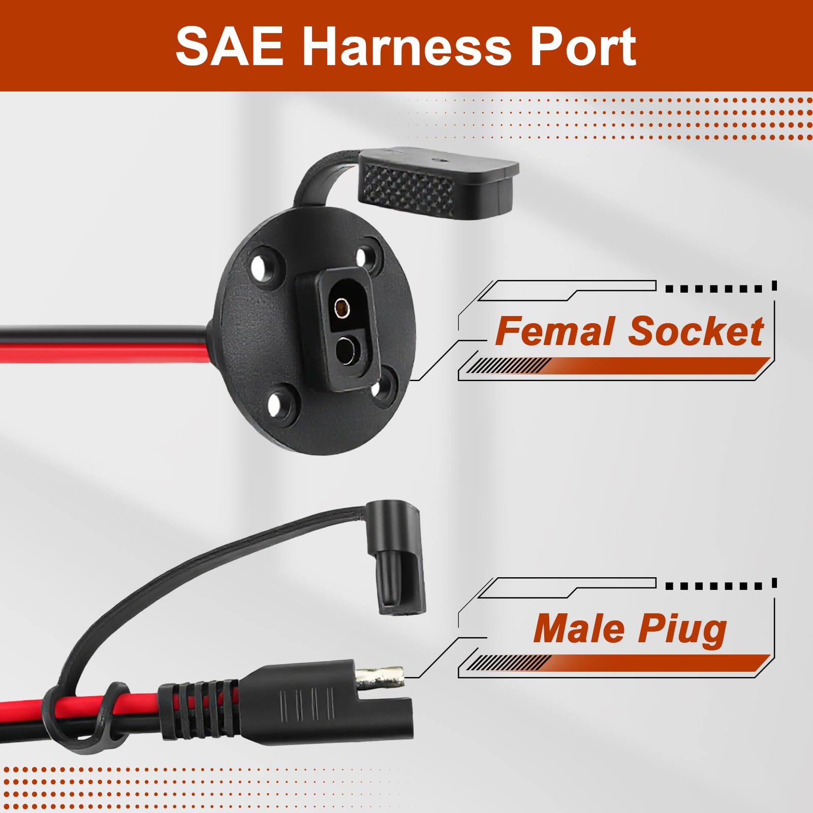 Usngsny weatherproof SAE harness resists rain and corrosion for outdoor use.