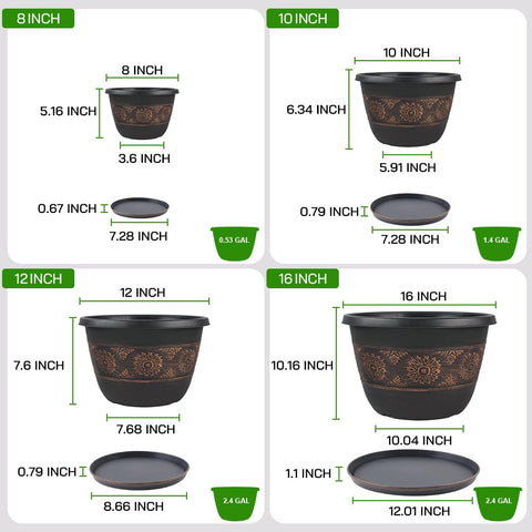 Usocik pots include a saucer to catch excess moisture and protect surfaces.