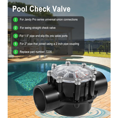 Ussuray pool check valve ports with slip-fit compatibility