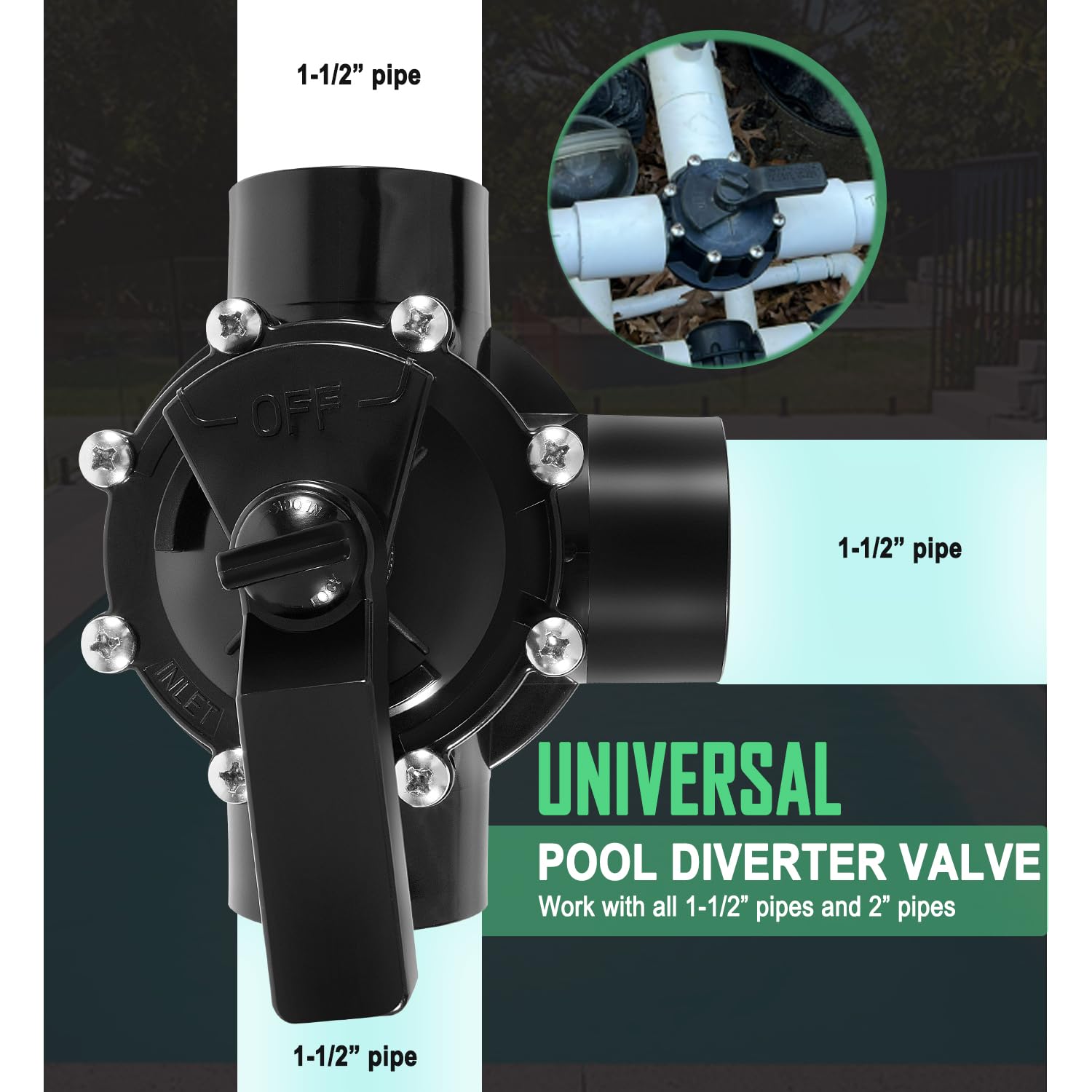 Ussuray pool valve flow control handle enables smooth water routing