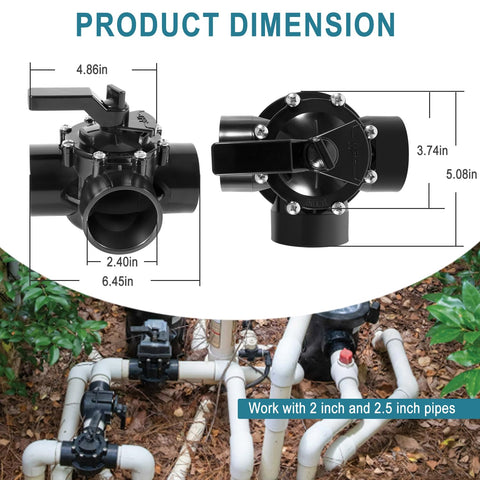 Ussuray valve installed on pool equipment for versatile circulation and spa heating.