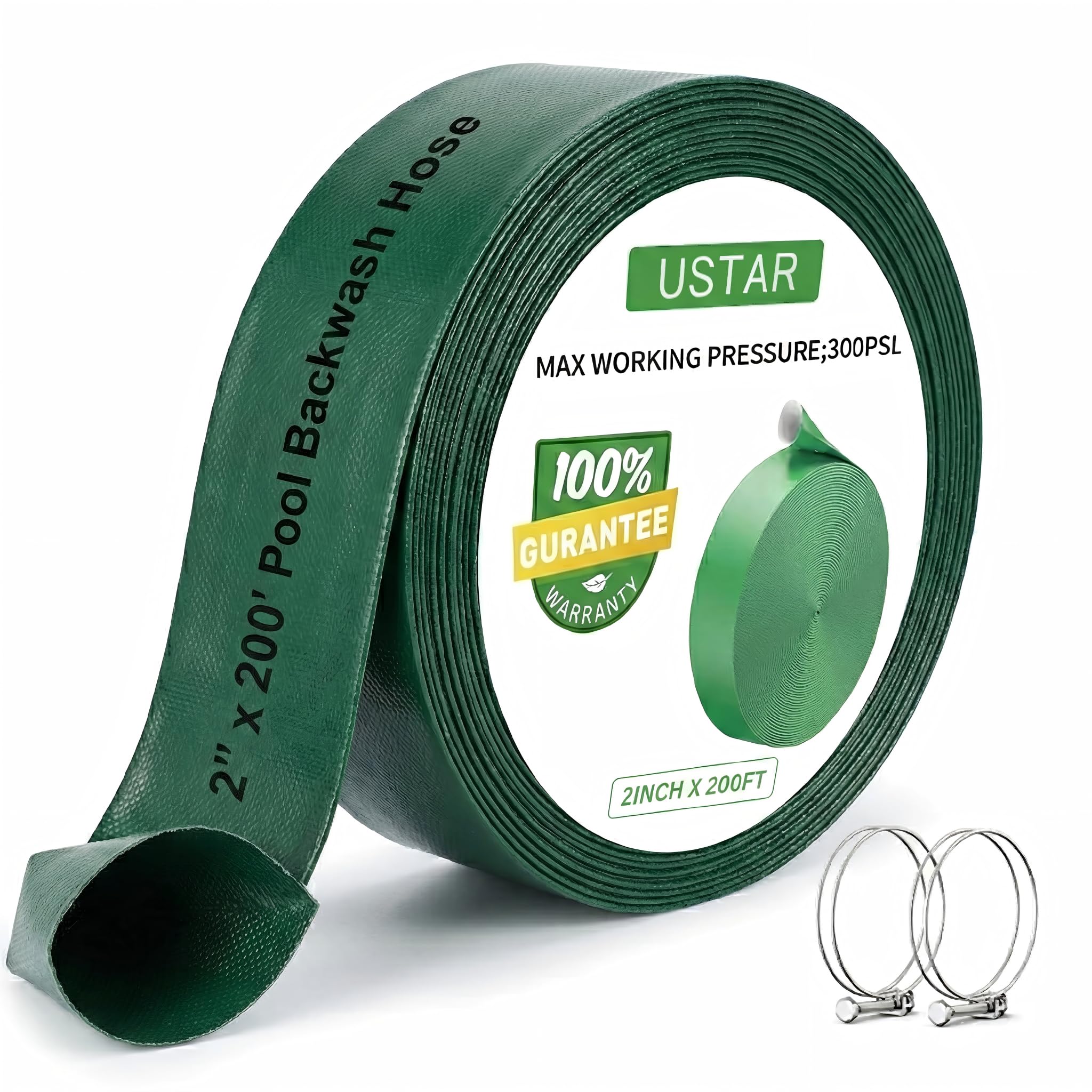 USTAR pool backwash hose 2in 200ft in use for efficient drainage