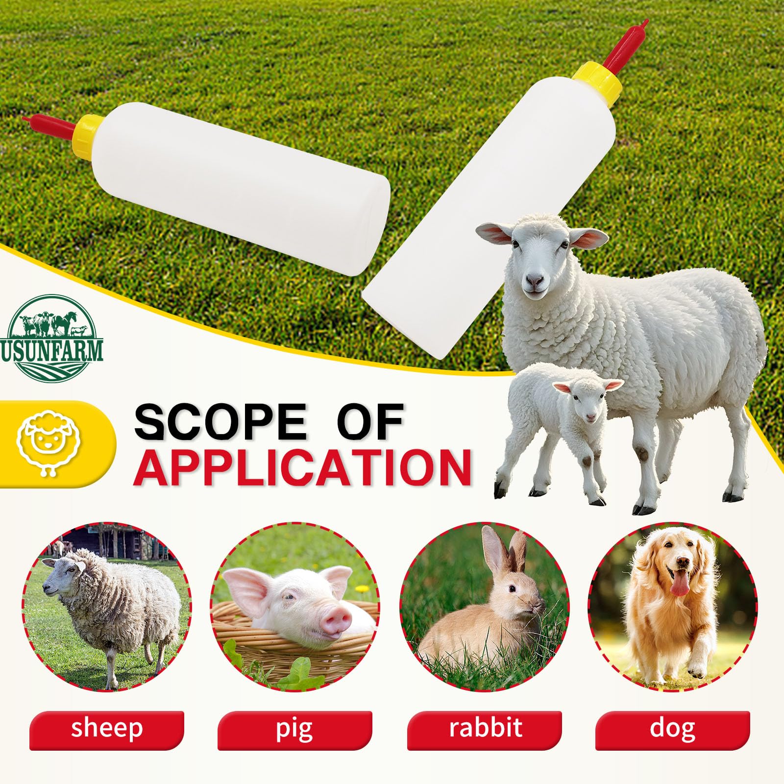 USUNFARM ergonomic bottle grip enhances handling at feeding time.
