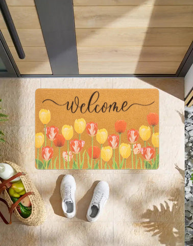 Utaly Floral Welcome Doormat easy to clean by shaking or vacuuming.