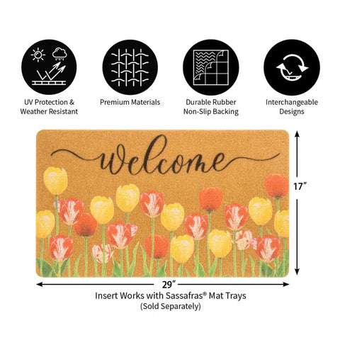 Utaly Floral Welcome Doormat features spring flowers for a fresh seasonal touch.