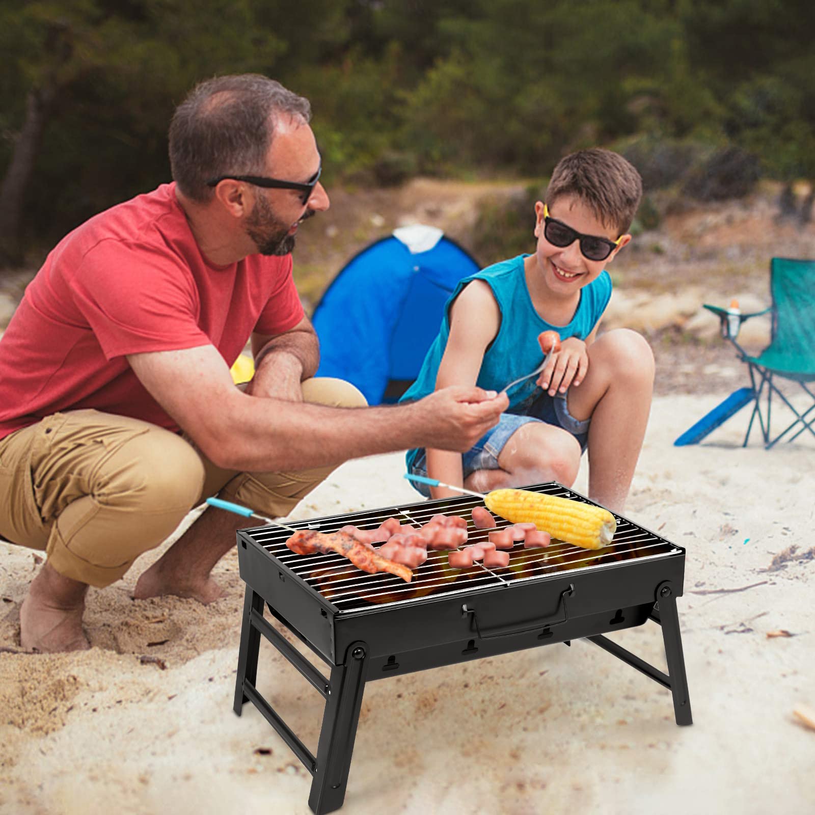 Uten Charcoal Grill thick tripod base provides stable support.