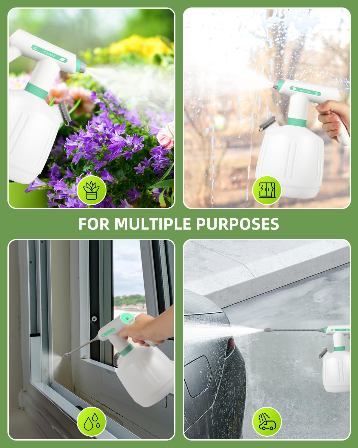 Dispersing mist with the Uten sprayer for versatile coverage across surfaces.