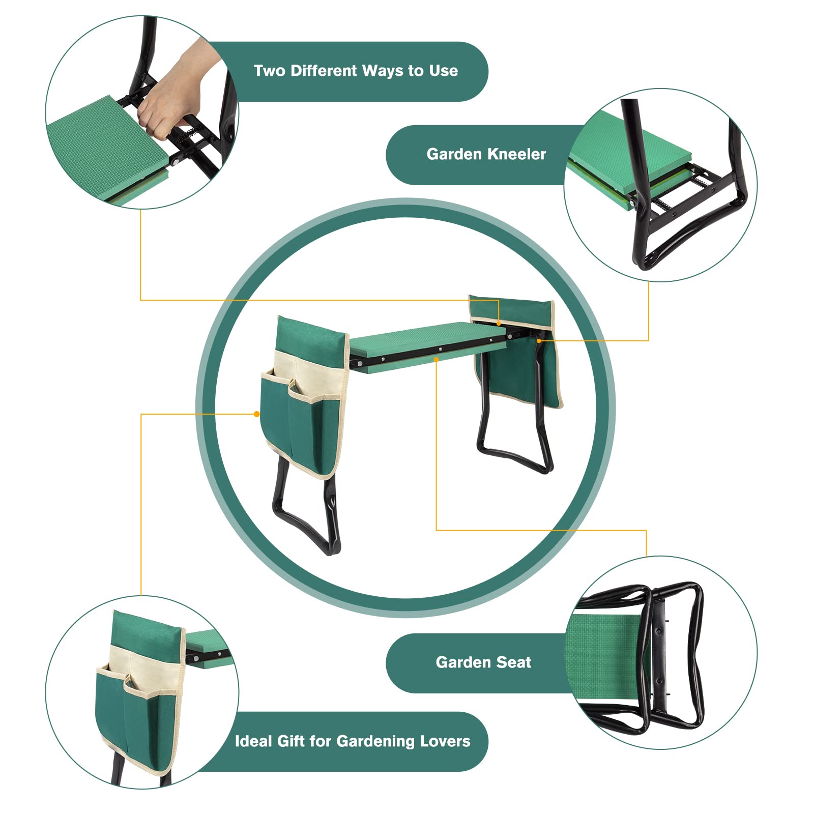 Uten Garden Kneeler EVA Foam Pads are waterproof and quick-drying