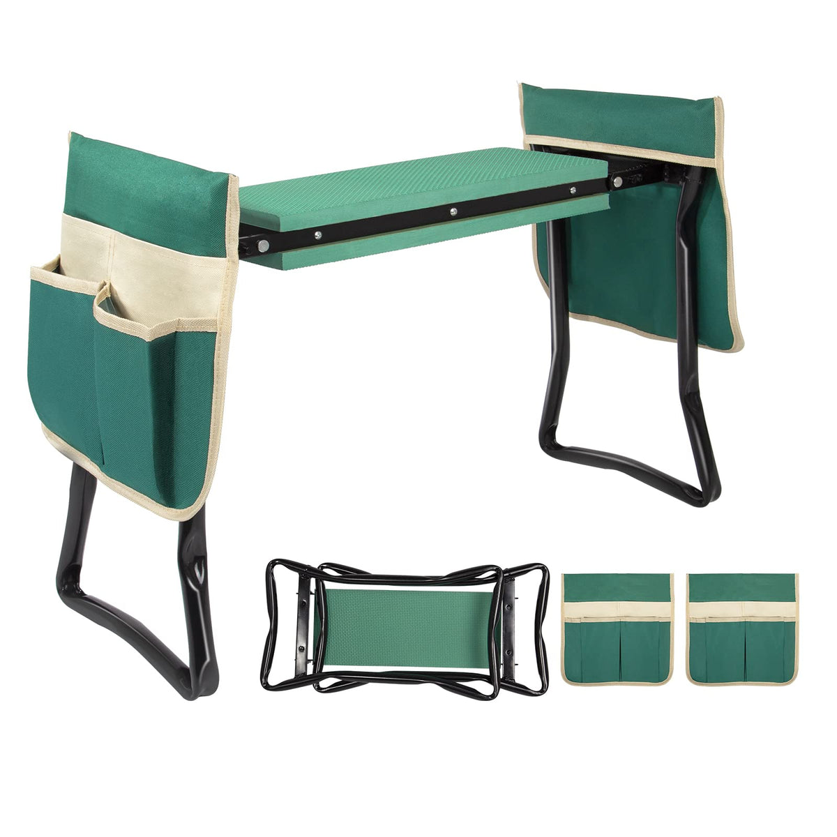Uten Garden Kneeler Seat with Handles shows a sturdy frame for comfortable gardening sessions