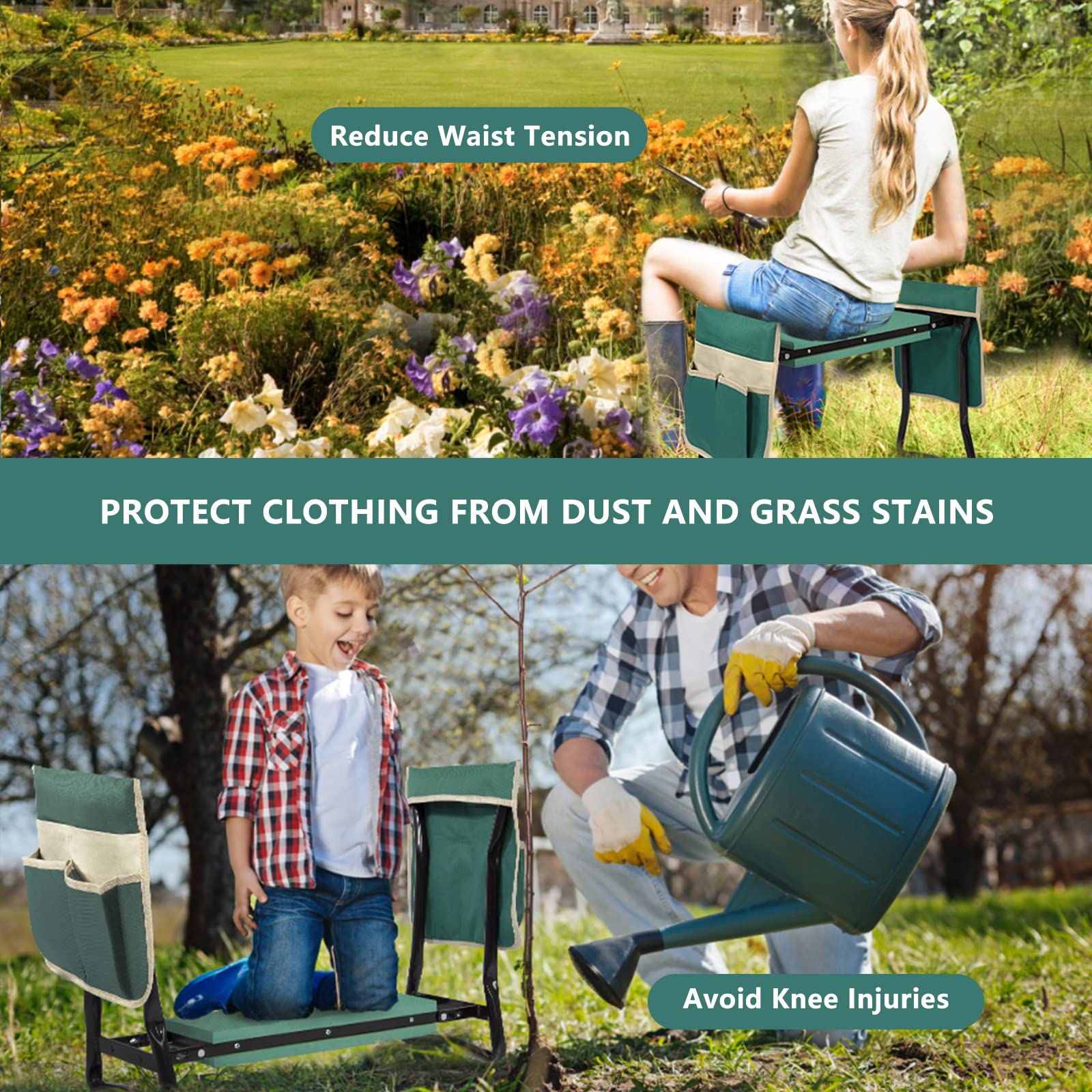 Uten Garden Kneeler Sturdy Steel Frame provides solid support when standing up
