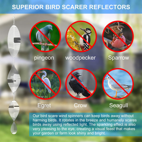 UTFFEDY weatherproof chrome finish resists sun and rain while deterring birds
