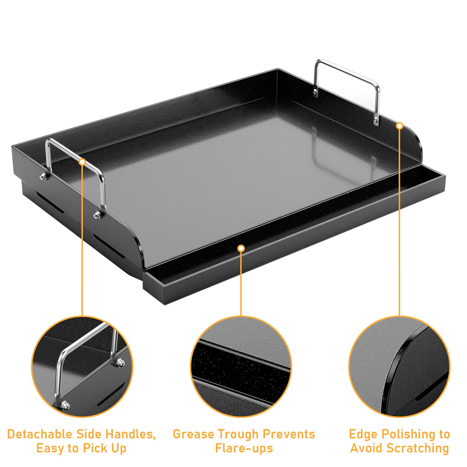 Detachable handles on the Utheer griddle enable easy transport and storage.