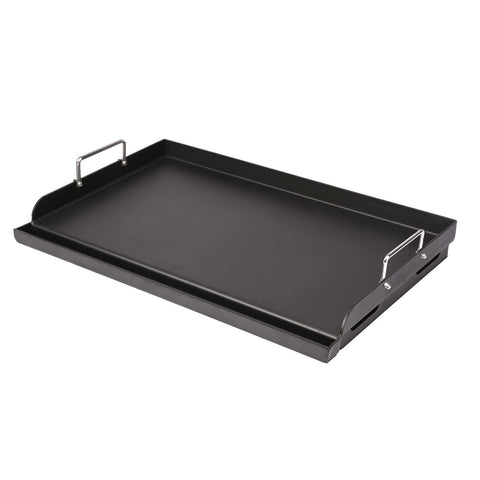 Utheer 25x16 cast iron griddle on a gas grill for versatile meals