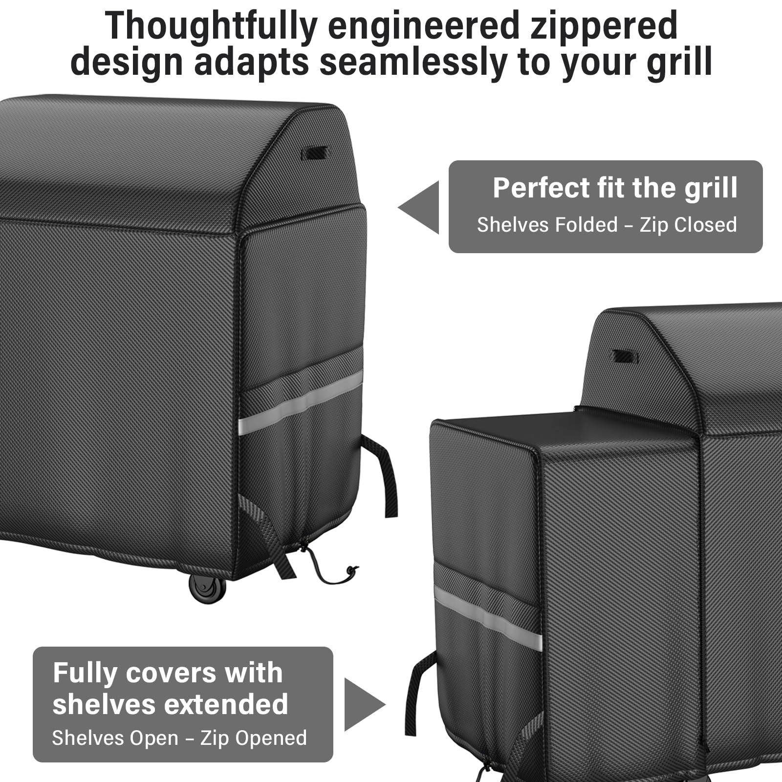 Utheer 600D all-weather grill cover delivers durable protection against sun, rain, and debris.