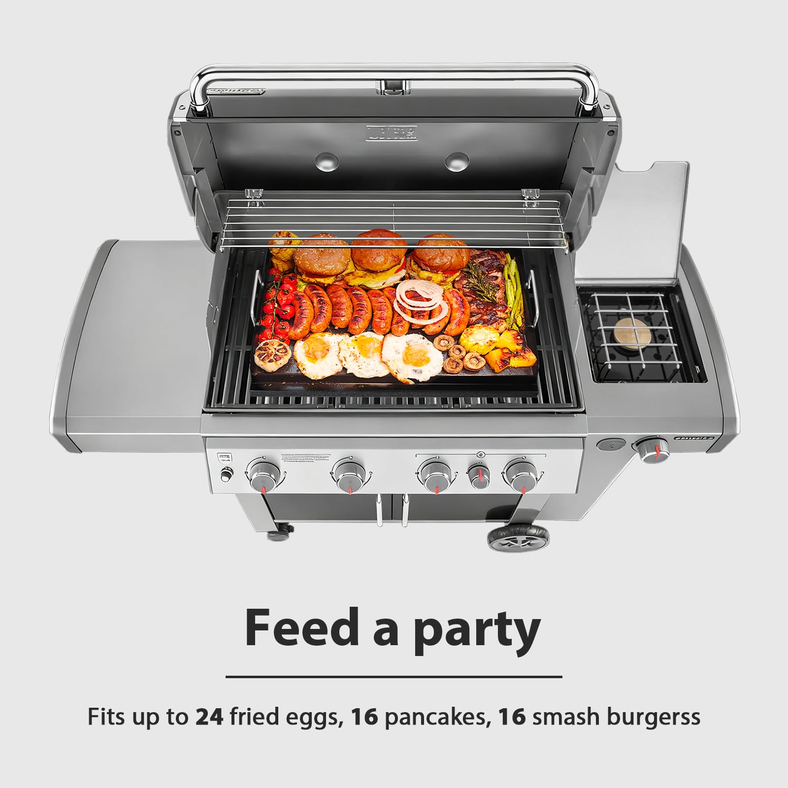 Breakfast to dinner possibilities like pancakes and burgers on the griddle