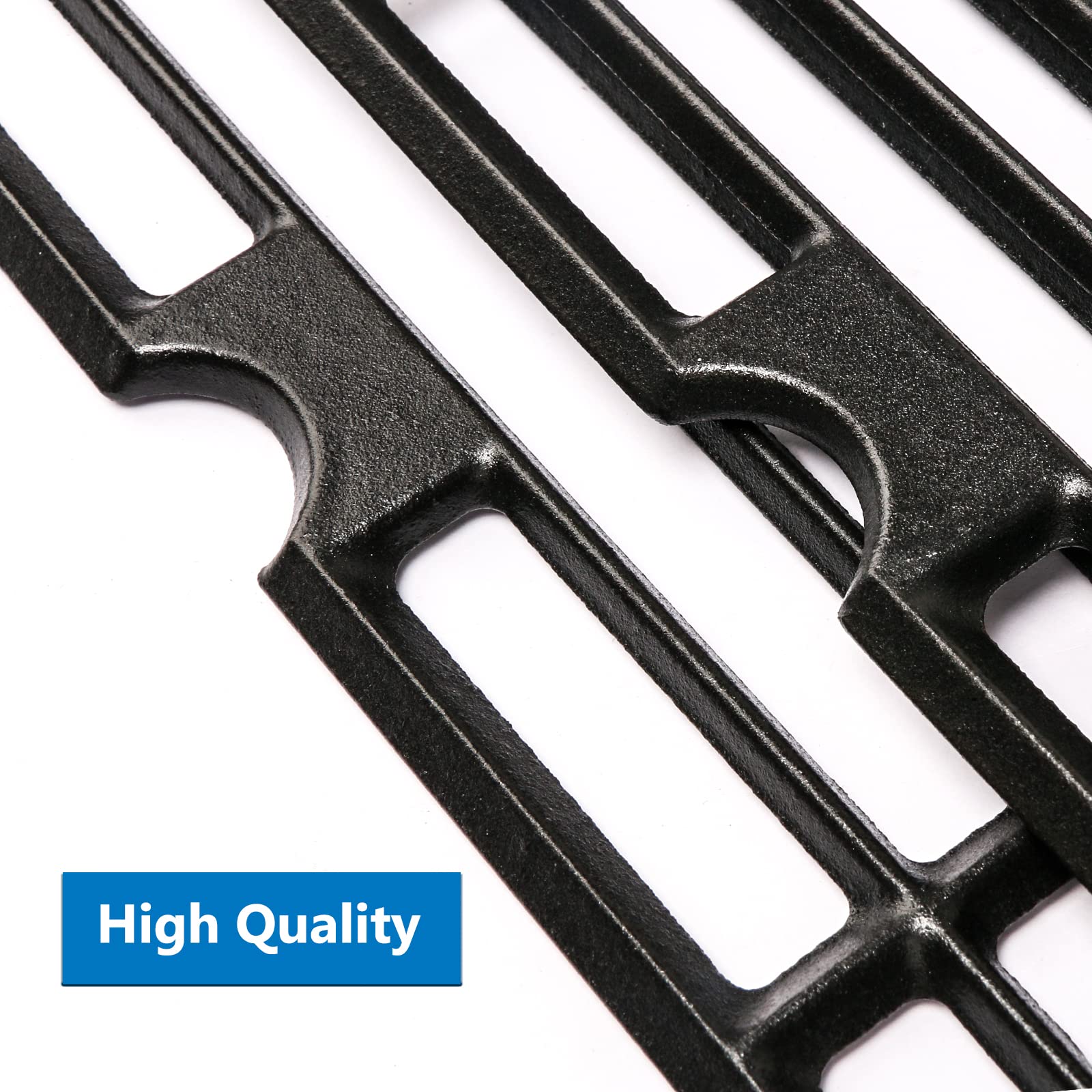 Close-up of Utheer cast-iron grill grates highlights sear-ready surface.