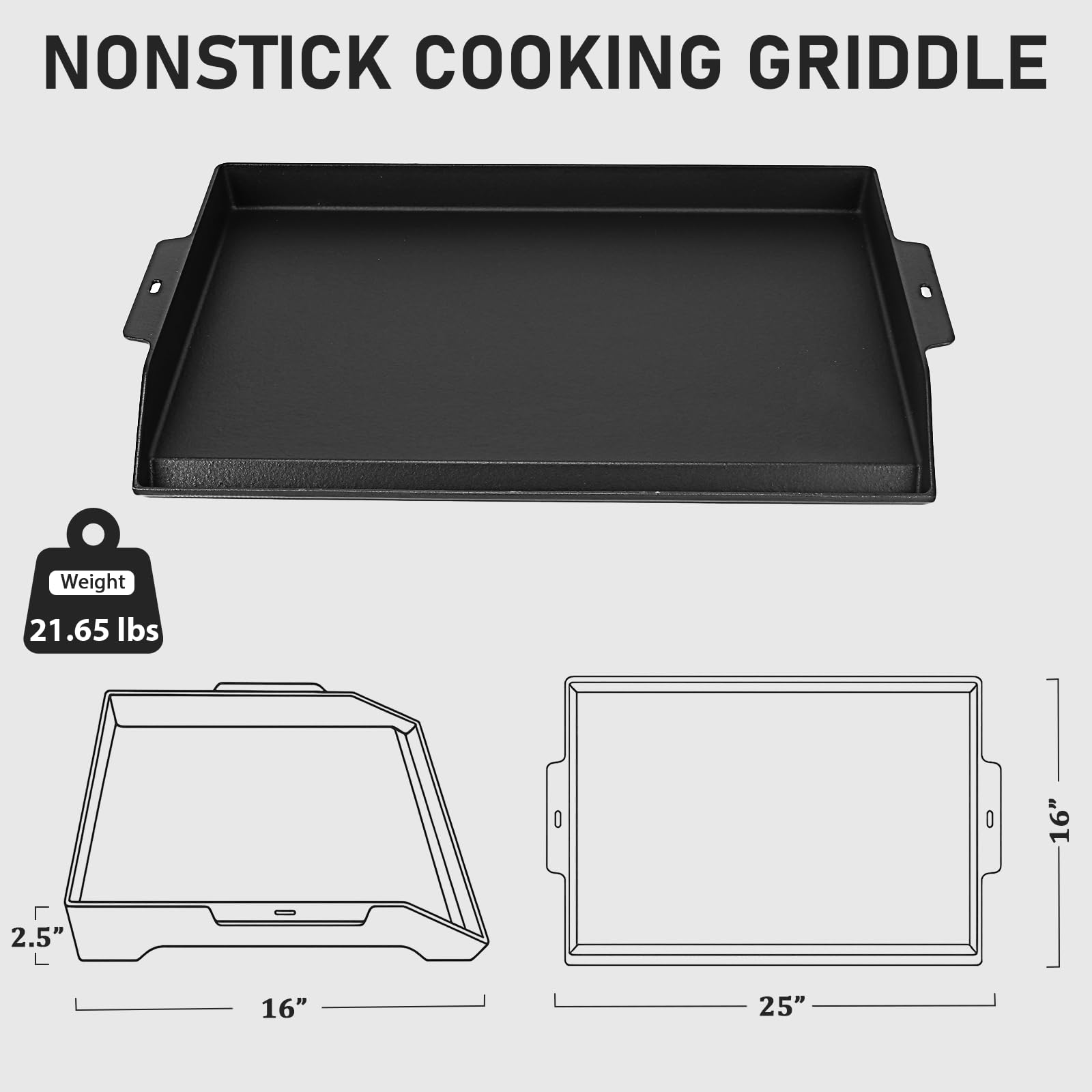 Utheer enameled cast iron griddle on grill highlights even heat distribution for searing.