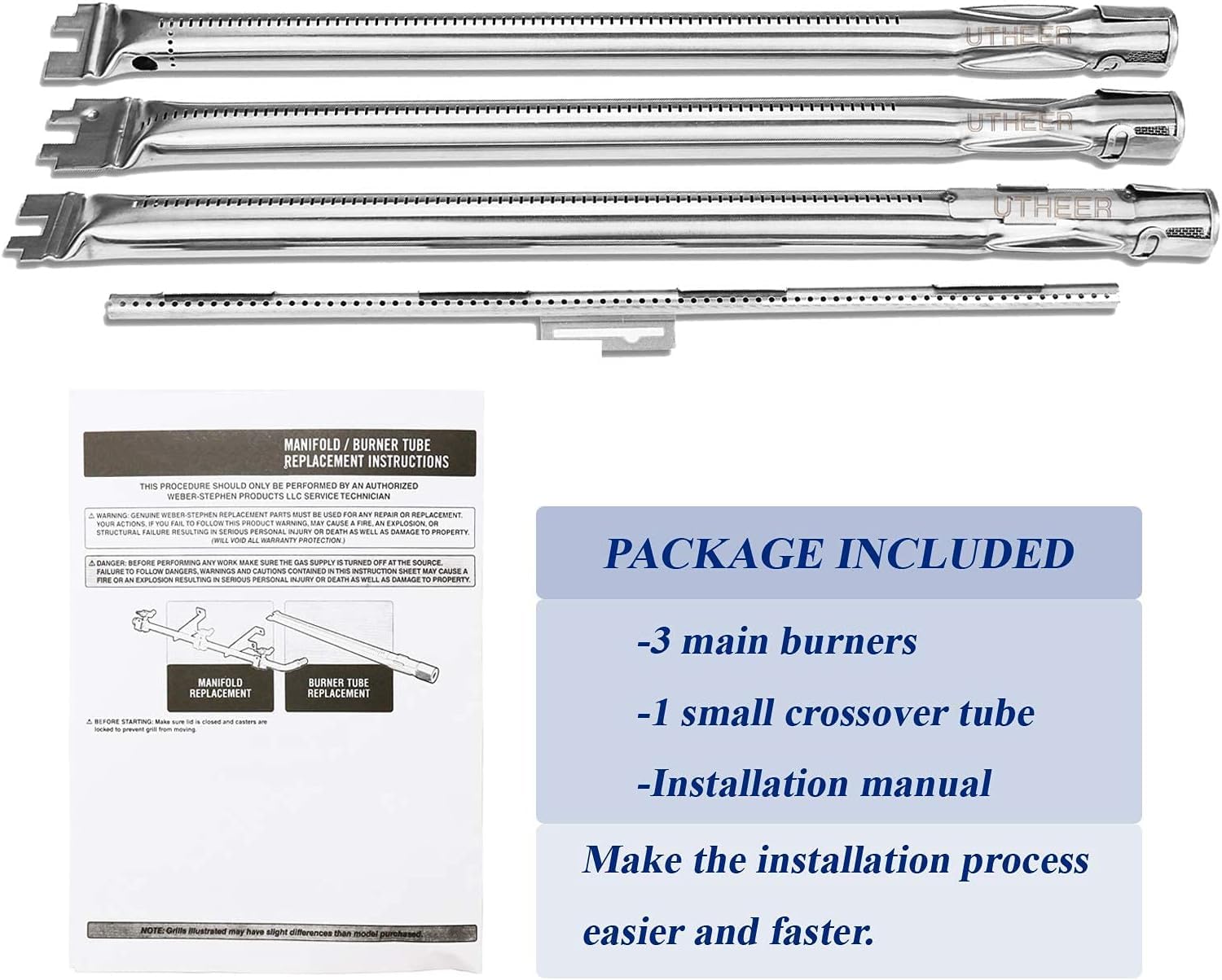 Utheer front-control panel components support easy Weber replacement