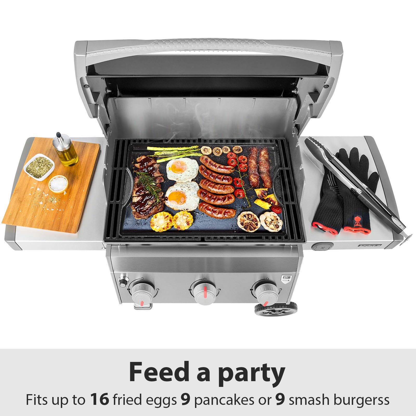 Utheer griddle cast iron core delivers durable heat retention