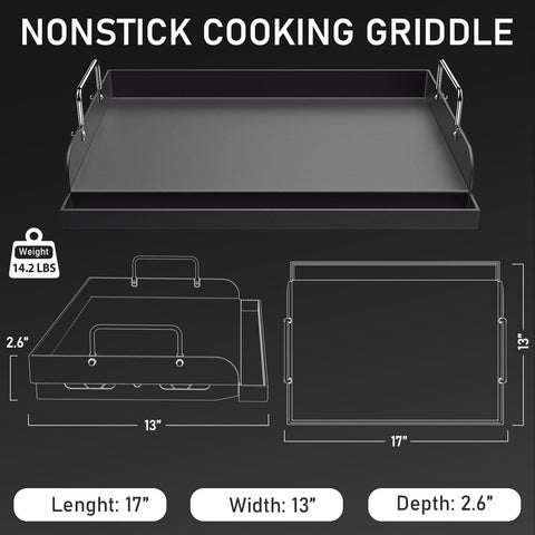 Utheer griddle flat top plate side view, sturdy base for even heat distribution.
