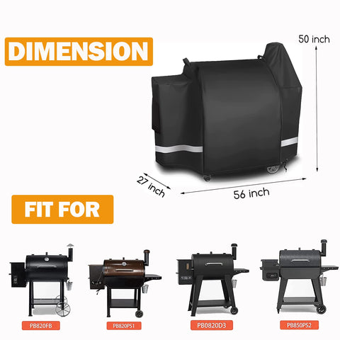 Utheer 600D waterproof grill cover shields Pit Boss 820D from rain and dust