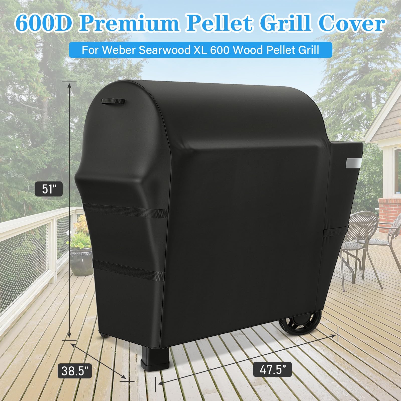 Utheer 600D waterproof fabric shields against rain and dust during outdoor grilling.