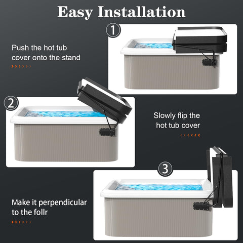 Utheer hot tub cover lifter side view highlighting adjustable fit
