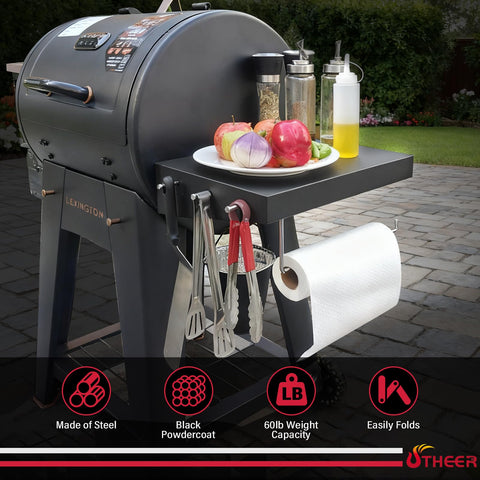 Utheer large prep area supports seasoning and resting meat during grill sessions