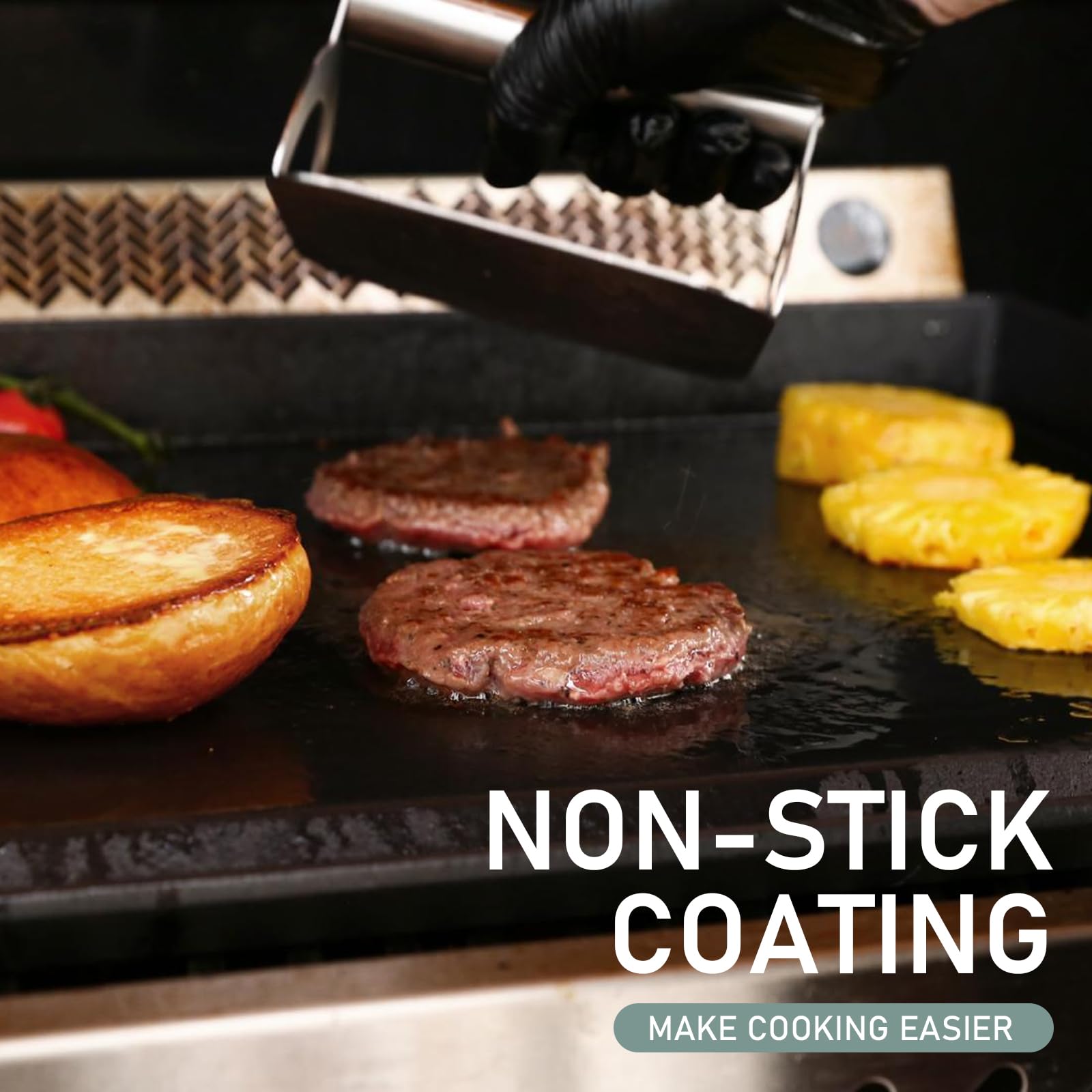 Utheer pancakes, eggs, bacon, burgers and veggies are ideal on this versatile griddle.