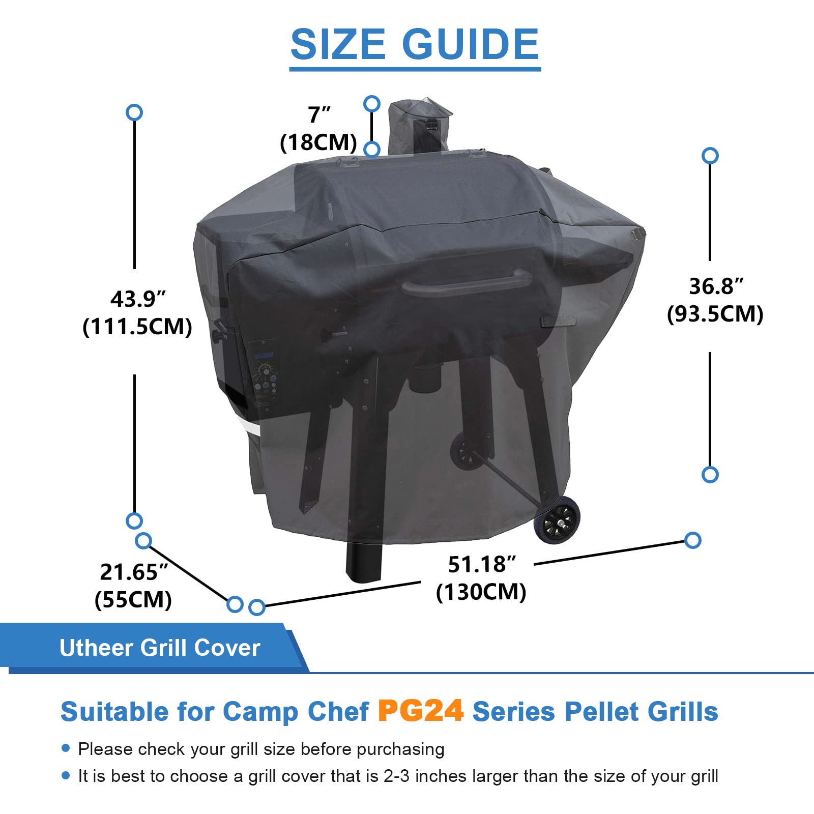 Utheer cover for Camp Chef Woodwind 24 showcases weatherproof 600D fabric durability.