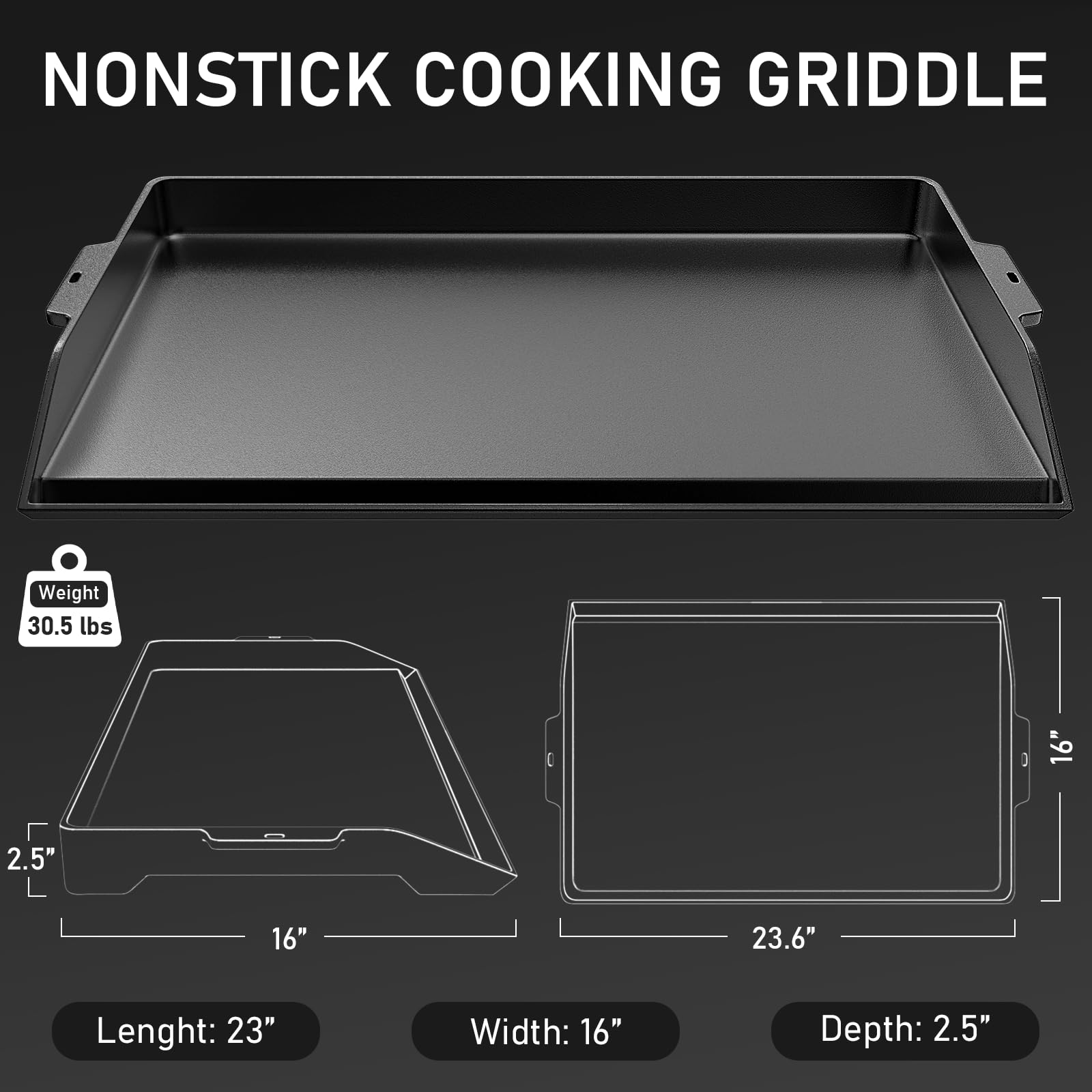 Utheer universal flat top griddle compatible with gas grills and stovetops.