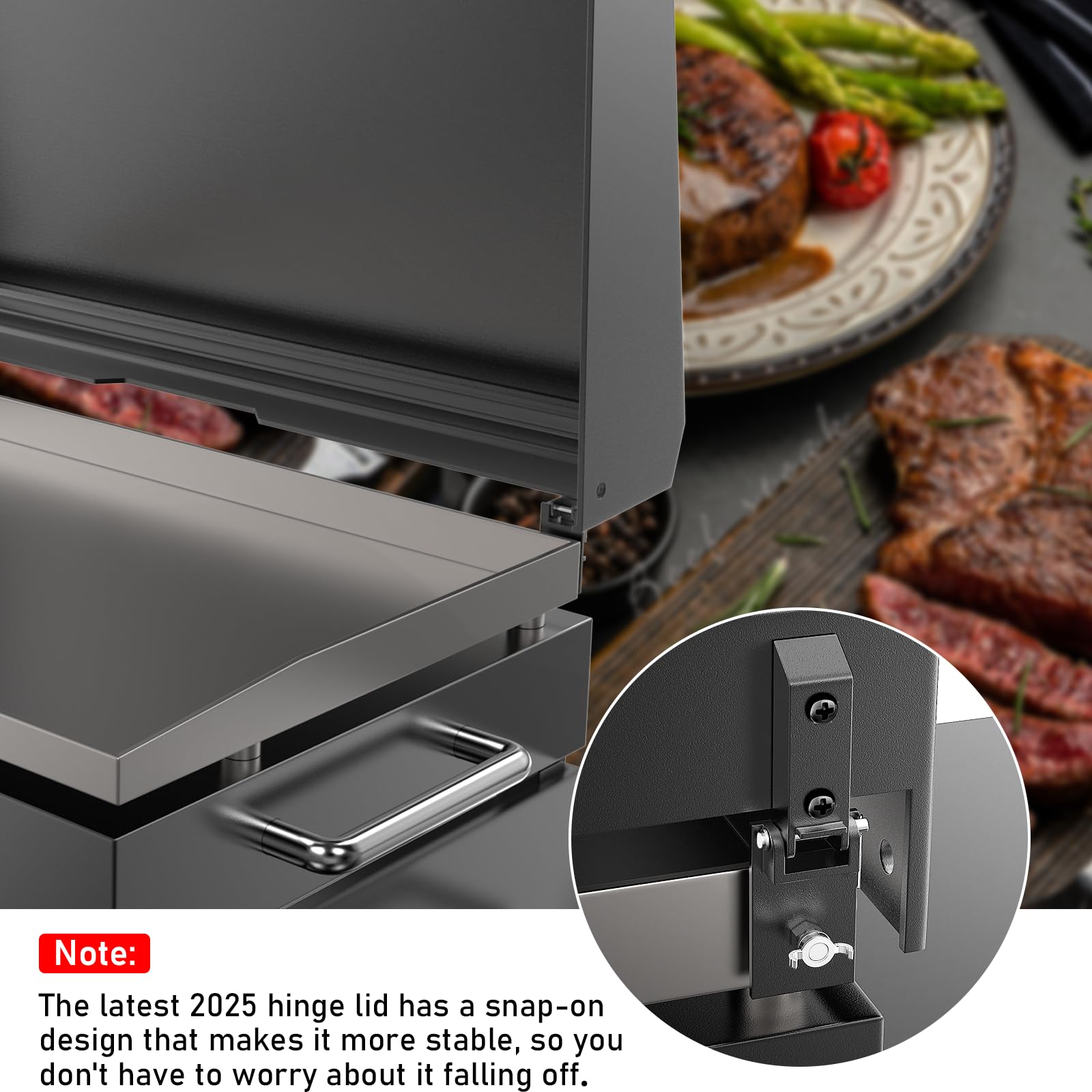 UTHEER integrated lid mounts with the 36-inch griddle