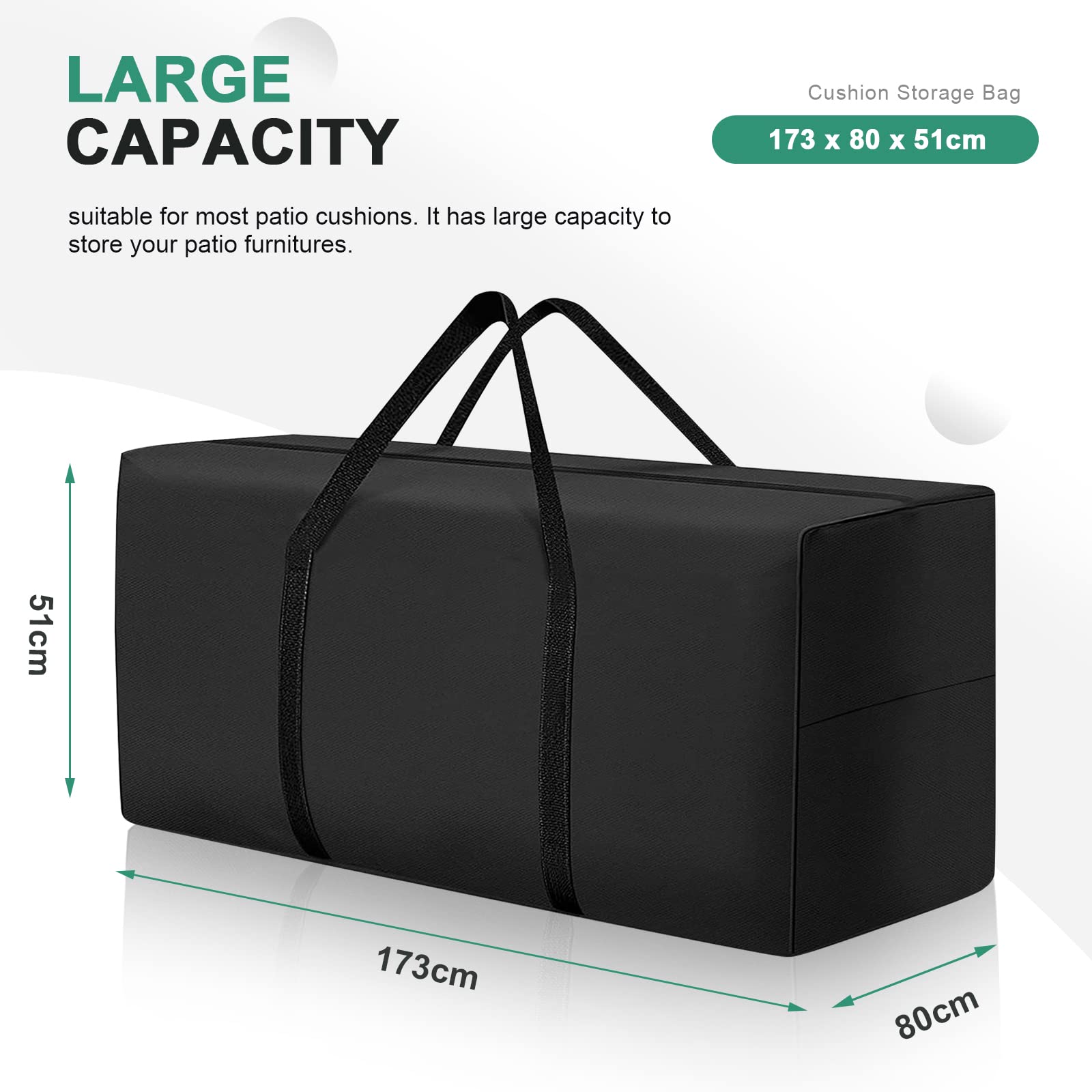 Uthem 68-inch cushion storage bag on patio furniture