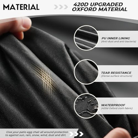UTHEM double egg chair cover fabric texture close-up on rugged Oxford weave.