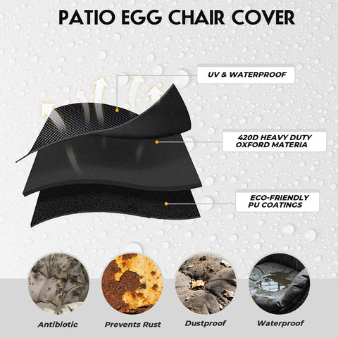 UTHEM double egg chair cover windproof straps securing the fit.