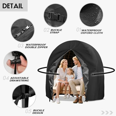 UTHEM double egg chair cover zipper access demonstrates easy installation.