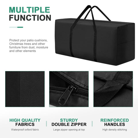 Uthem waterproof garden cushion bag with zipper and handles