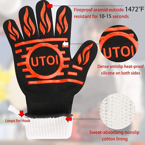 UTOI non-slip gloves help secure hot tools on the grill
