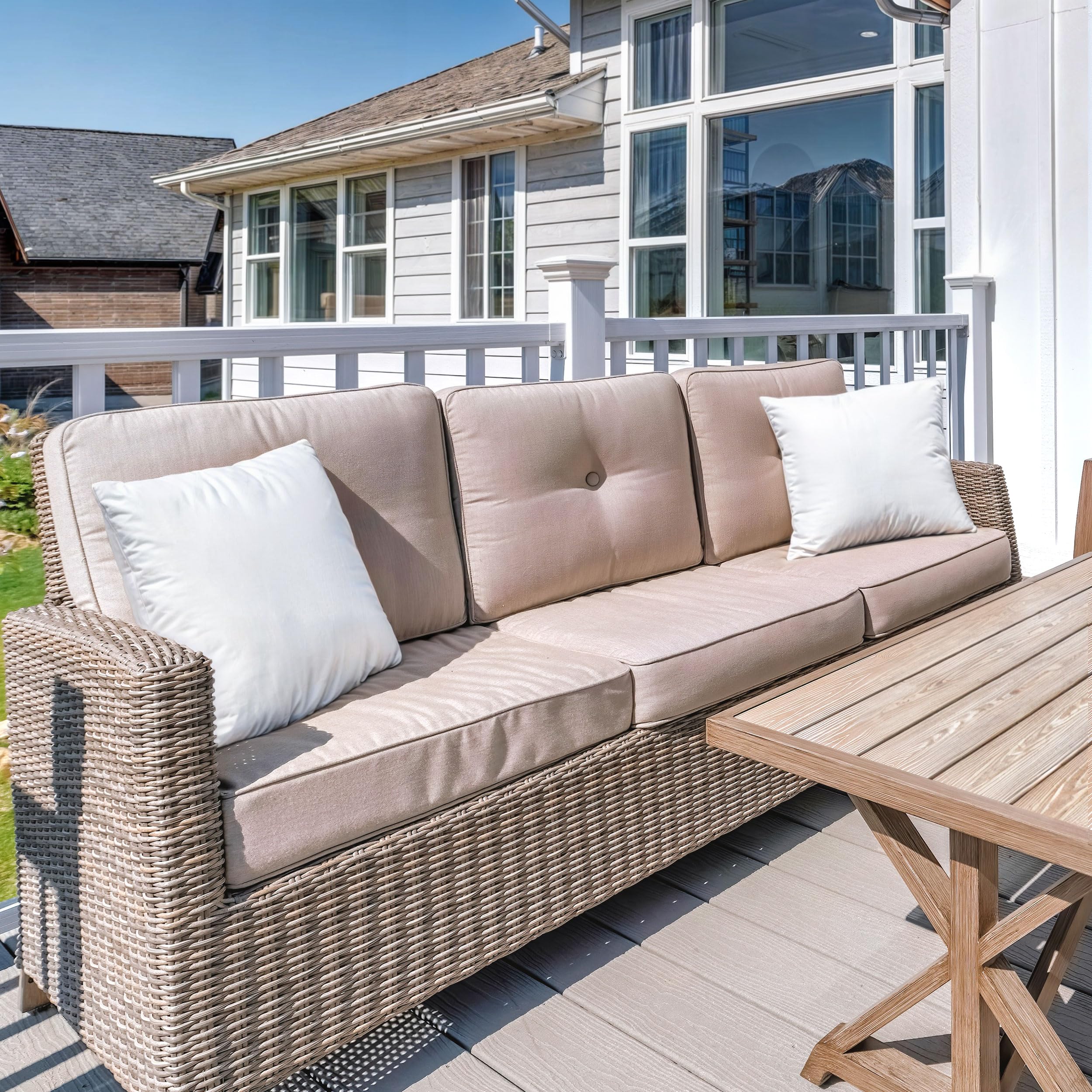 Utopia Bedding all season outdoor pillow for patio use on sunny day