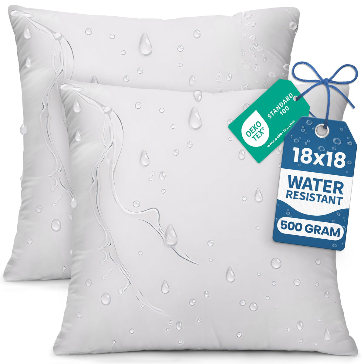Utopia Bedding outdoor pillow inserts 18x18 front view in white, ideal for patio seating