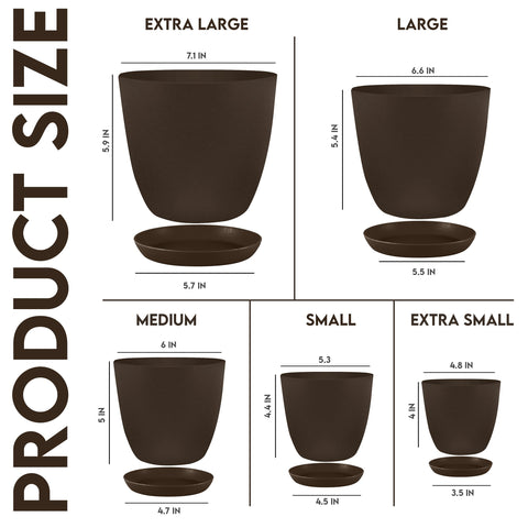 Utopia Home brown planter 6.6 inch with drainage for mid sized desk plants