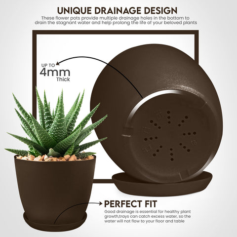 Utopia Home brown planter 6 inch with drainage for healthy root space