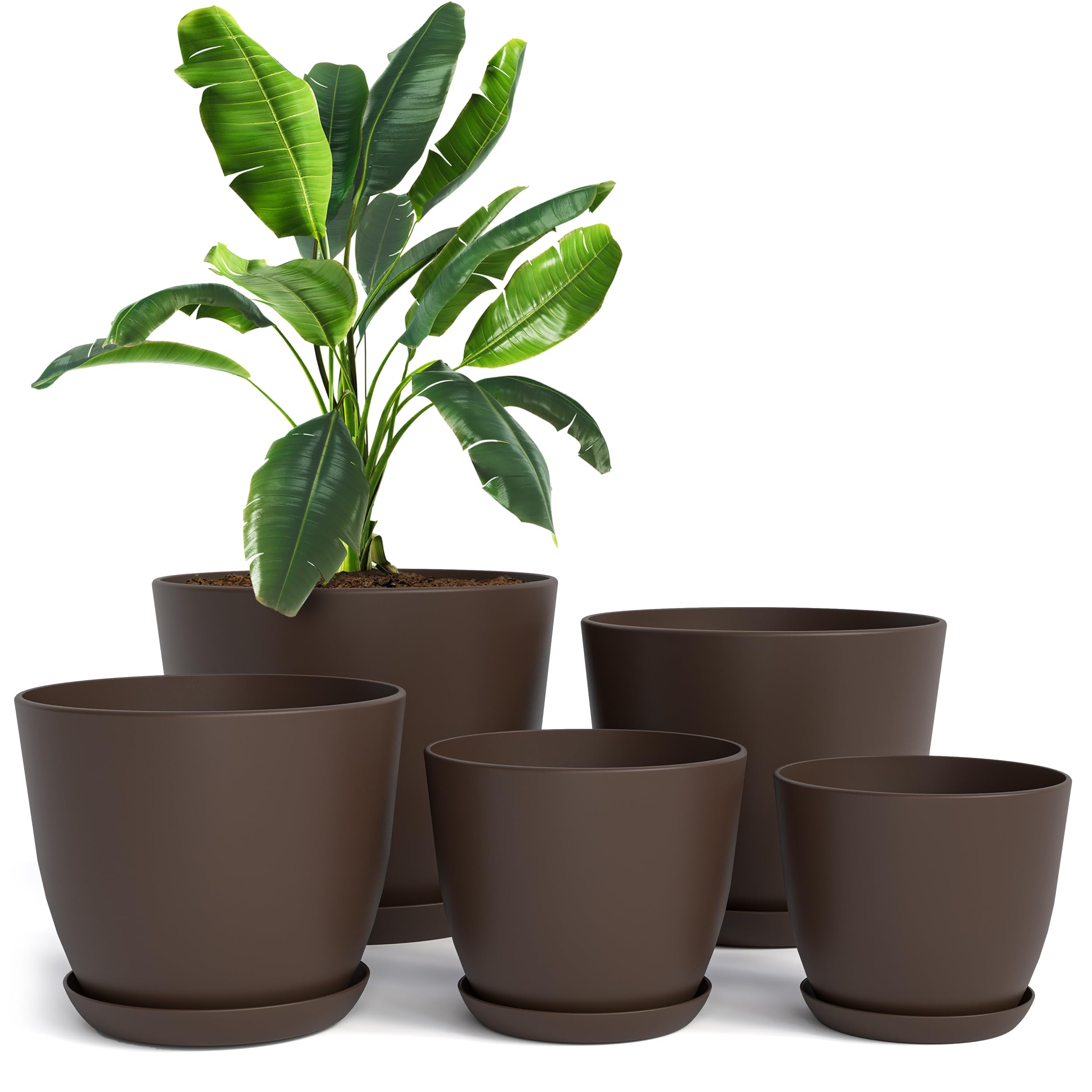 Utopia Home brown plastic planter in 7 inch size for compact indoor displays