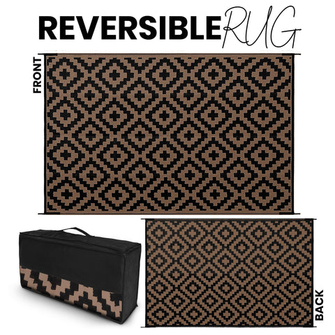 Utopia Home diamond-pattern outdoor rug keeps dirt out and surfaces comfortable.