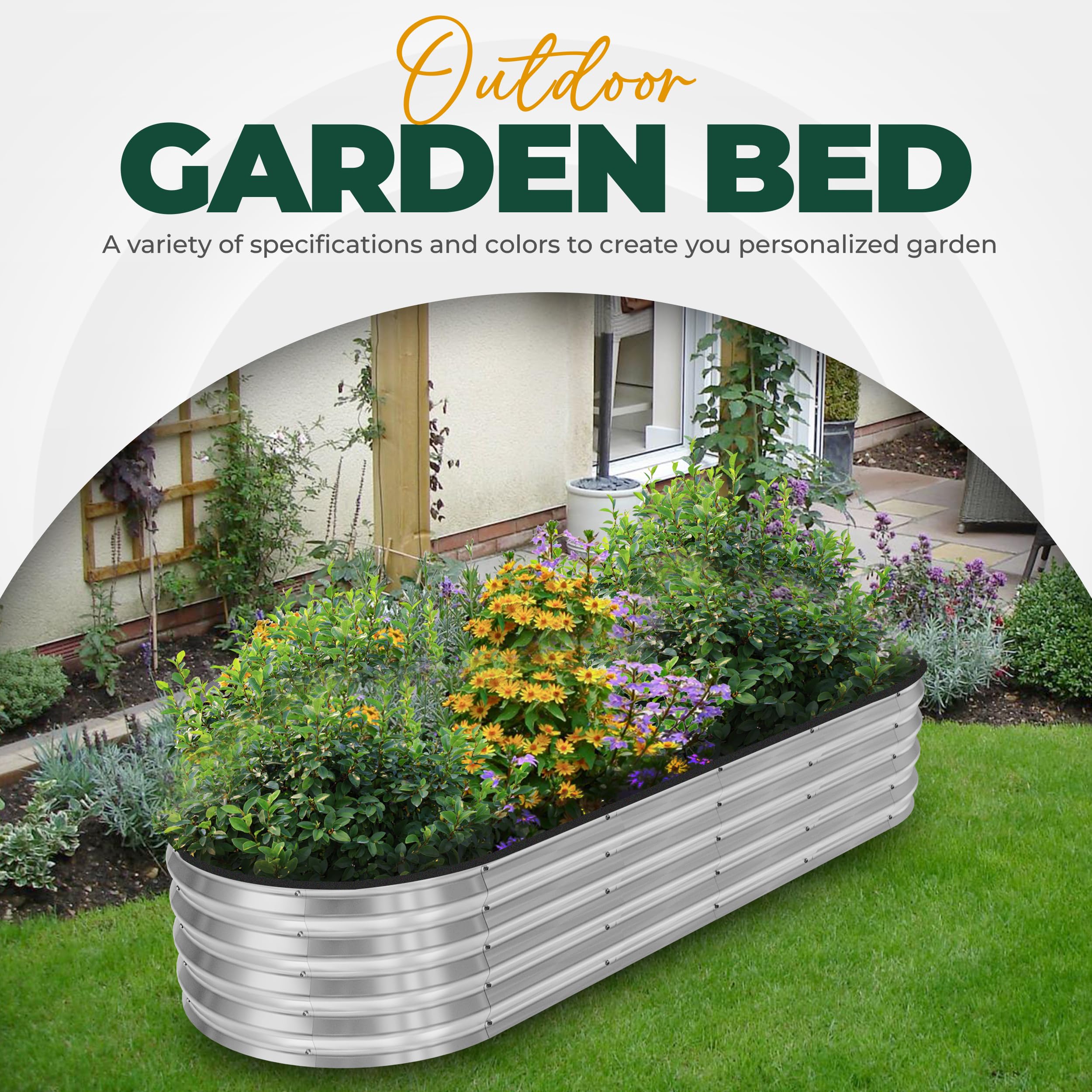 Utopia Home silver finish garden bed ready for outdoor planting
