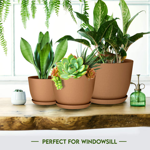 Utopia Home indoor planter with saucer adds tidy decor.