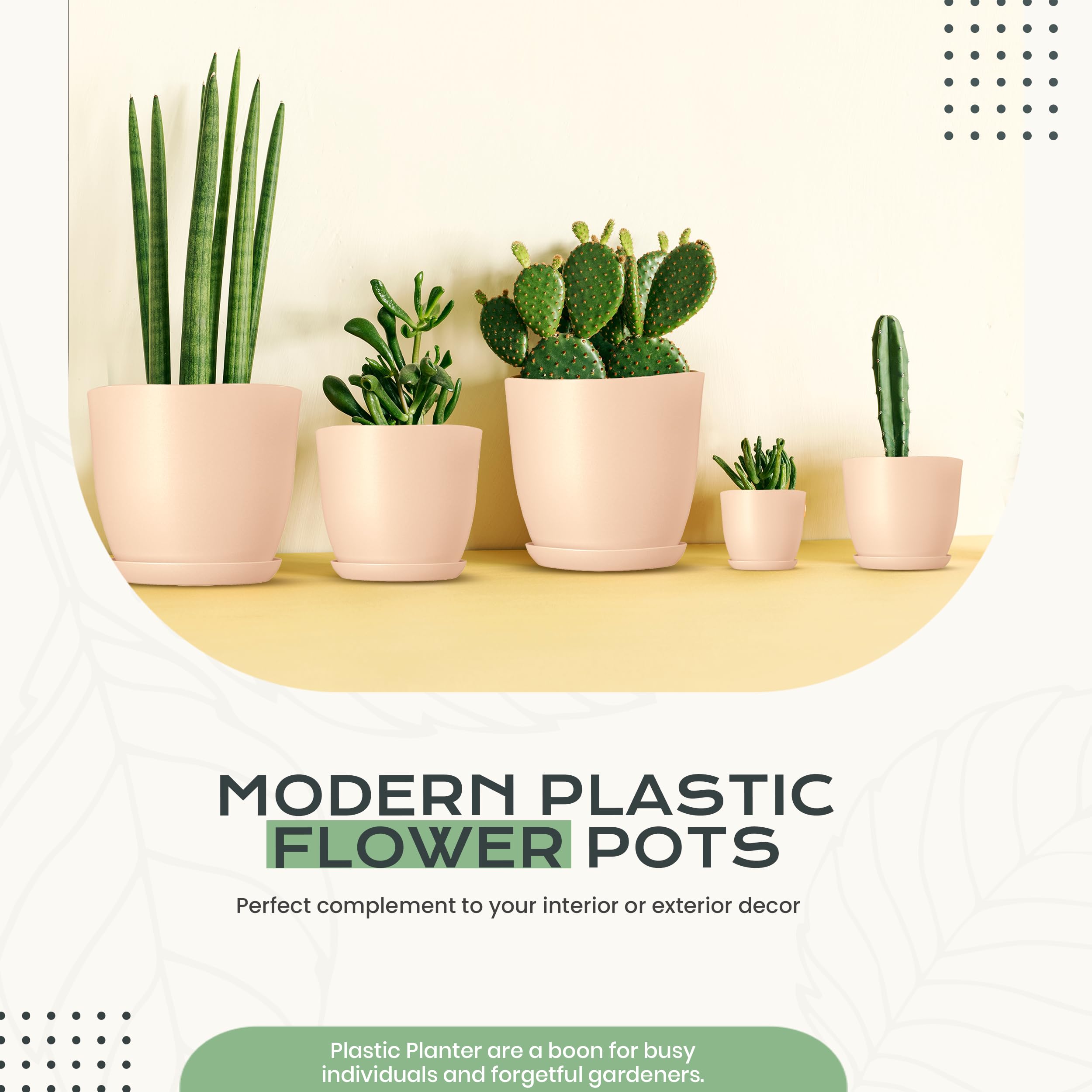 Utopia Home pink plastic planters provide lightweight, durable indoor gardening options.